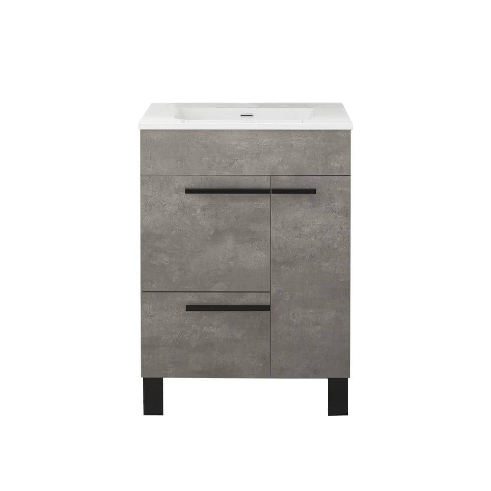 24 in. W Single Sink Freestanding Bath Vanity in Cement Grey with White Ceramic Top Unassembled price history on PriceWatchPro