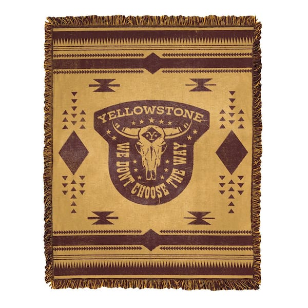 THE NORTHWEST GROUP Yellowstone Steer Skull Woven Jacquard Throw