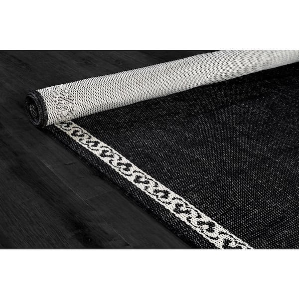 Beverly Rug Frame Black 5 ft. x 7 ft. Geometric Bordered Washable