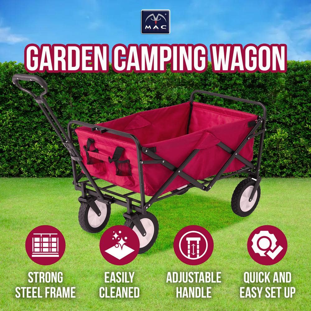 Red Steel Frame Collapsible Outdoor Utility Wagon