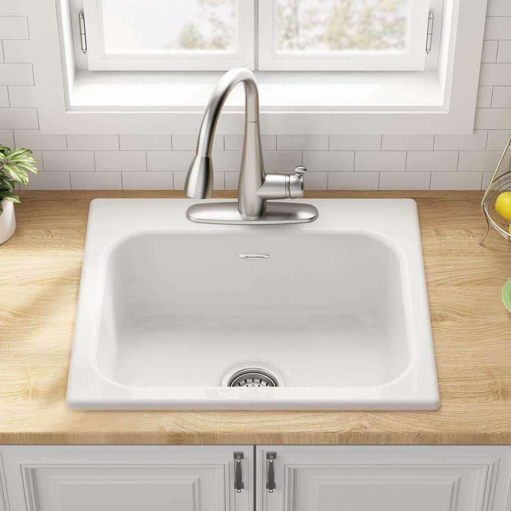 Quince 25'' White Cast Iron Single Bowl Drop-In Sink