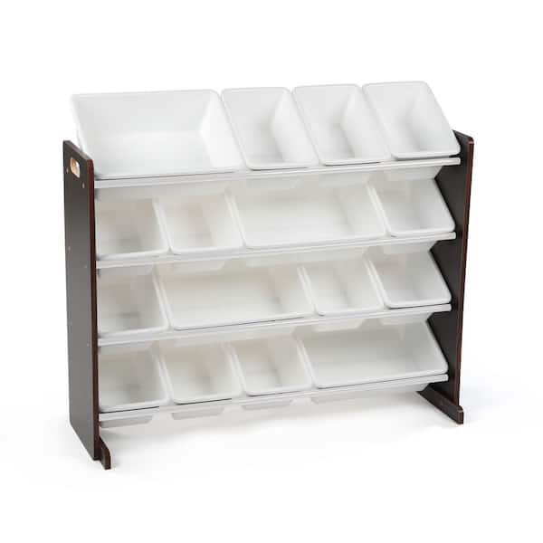 Humble Crew Espresso & White Super-Sized Toy Organizer with 16-Bins WO142 -  The Home Depot