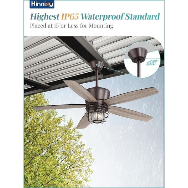 HINNIXY 52 in Outdoor Brown Waterproof Ceiling Fan with Lights and