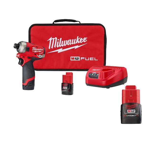 M12 FUEL SURGE 12V Lithium-Ion Brushless Cordless 1/4 in. Hex Impact Driver Compact Kit with 2.0 Ah Battery