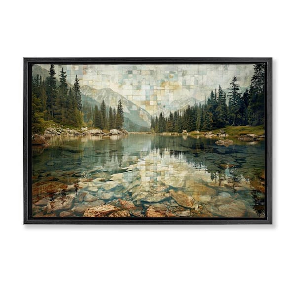 Stupell Industries Tiled Mountain Landscape by LSR Design Studio Black Floater Frame Nature Graphic Art Print 21 in. x 31 in.