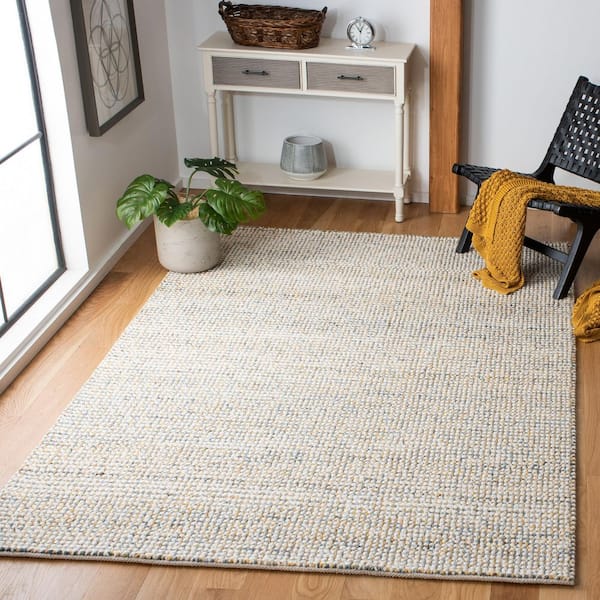 Vermont 6 ft. x 6 ft. Dark Gold/Blue Knitted Square Area Rug