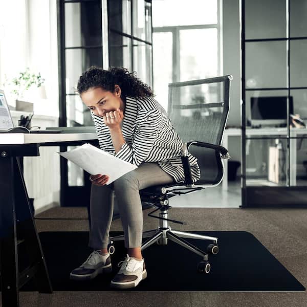 Advantagemat Black Vinyl Rectangular Chair Mat for Carpets-48" x 60"