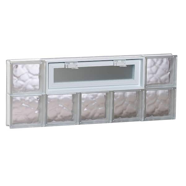 Clearly Secure 38.75 in. x 15.5 in. x 3.125 in. Frameless Wave Pattern Vented Glass Block Window