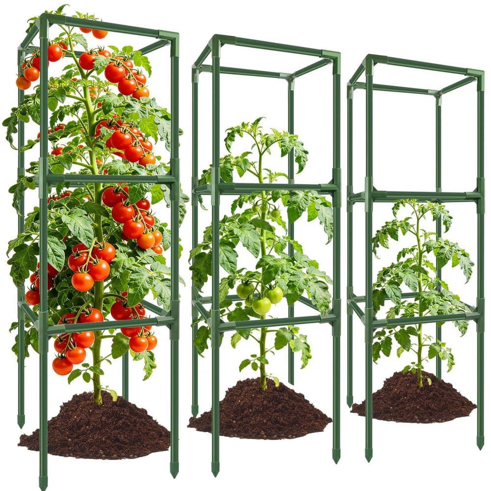 49 in. H Green Steel, Plastic Coated Adjustable Modular Plant Support Tomato Cage for Climbing Vegetable Flowers, 3-Pack price history on PriceWatchPro