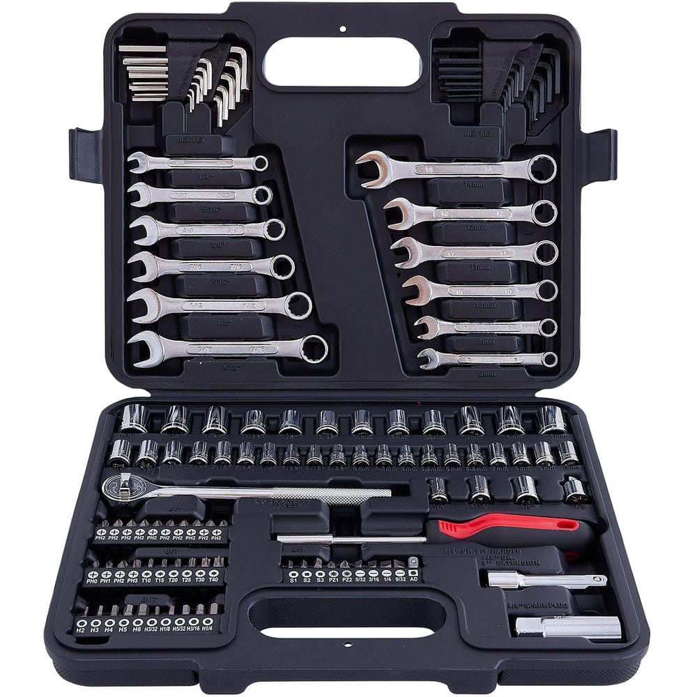 121-Piece Mechanic Tool Set, 1/4 in. and 3/8 in. Drive Metric and Standard Socket Wrench Kit, Automotive Repair Tool Kit price history on PriceWatchPro