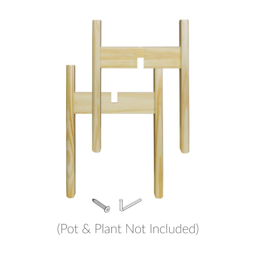 Natural Solid Wood Flippable Plant Display Stand, 10" W x 16" H