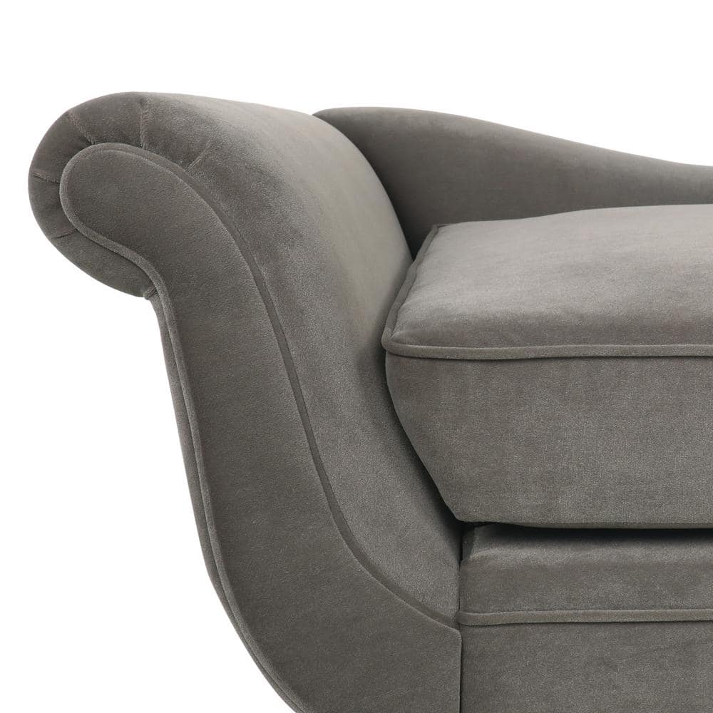 Taupe Velvet Chaise Lounge with Flared Arms