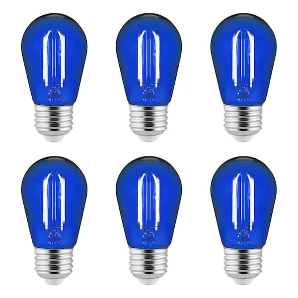 Sunlite 25-Watt Equivalent S14 Dimmable UL Listed E26 Base LED Decorative Bulbs, Blue, (6 Pack)