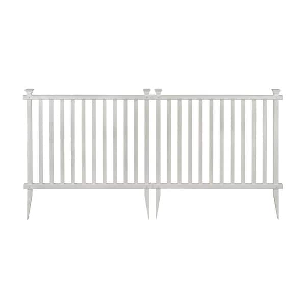 Zippity Outdoor Products 3 ft. H x 3.5 ft. W Baskenridge No-Dig Vinyl Garden Picket Fence Panel Kit (2-Pack)