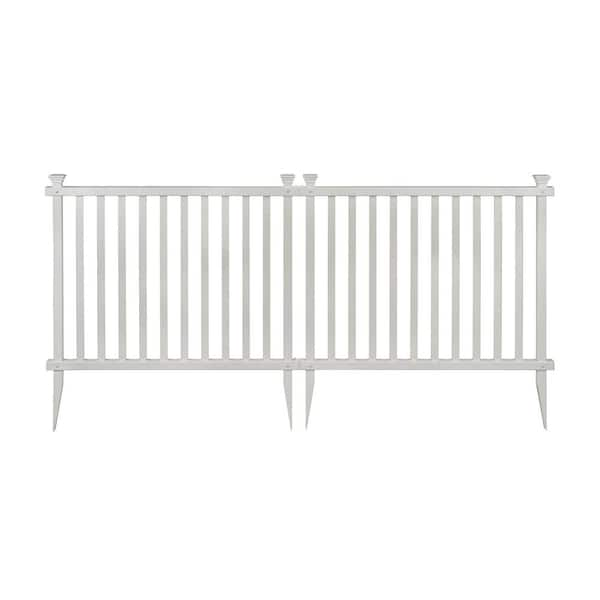 3 ft. H x 3.5 ft. W Baskenridge No-Dig Vinyl Garden Picket Fence Panel Kit (2-Pack)