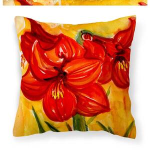14 in. x 14 in. Multi-Color Lumbar Outdoor Throw Pillow Flower Amaryllis Decorative Canvas Fabric Pillow