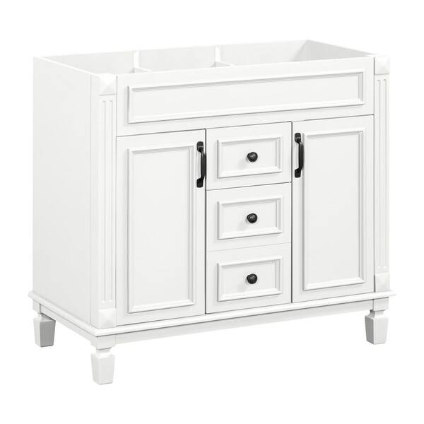 Priscilla 36.30 in. W Modern Freestanding Bath Vanity Cabinet without Top in White with 2 Doors and 2 Drawers