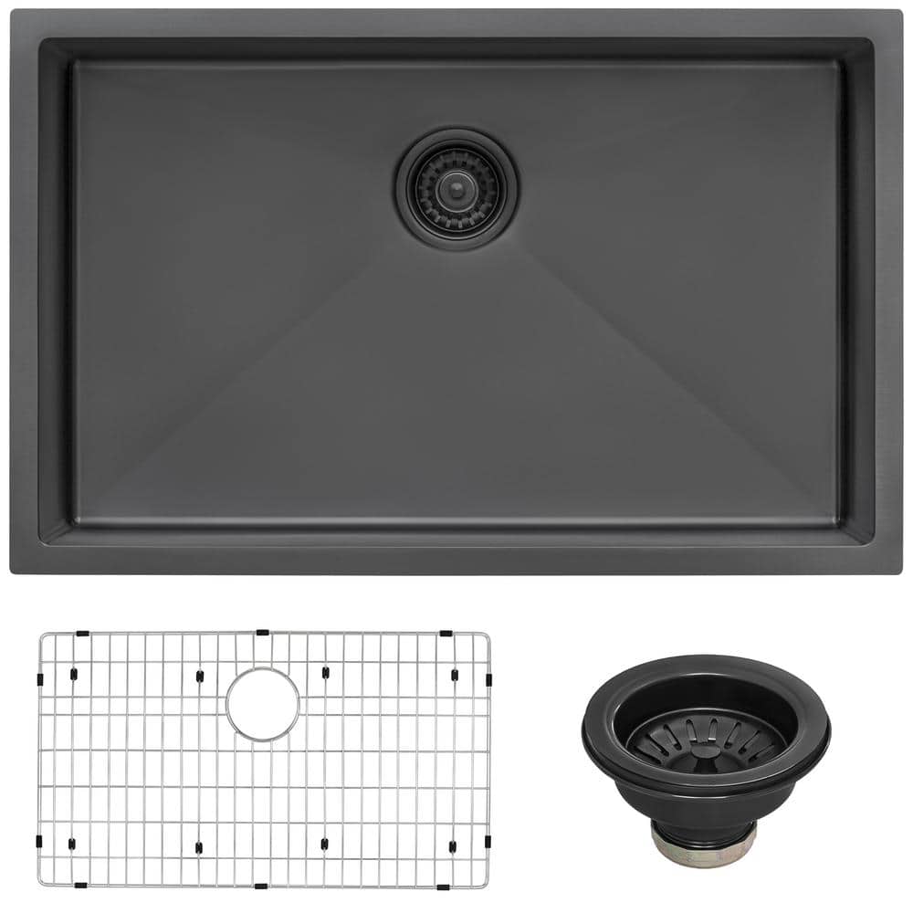 Ruvati 35-Inch Matte Black Stainless Steel Single Bowl Kitchen Sink