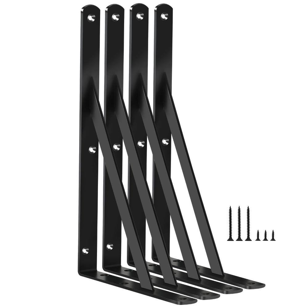 "6 Pack L11 x H 8"" Black Heavy Duty Shelf Brackets with Screws Metal Shelf Brackets Shelf Support Angle Brackets" price history on PriceWatchPro