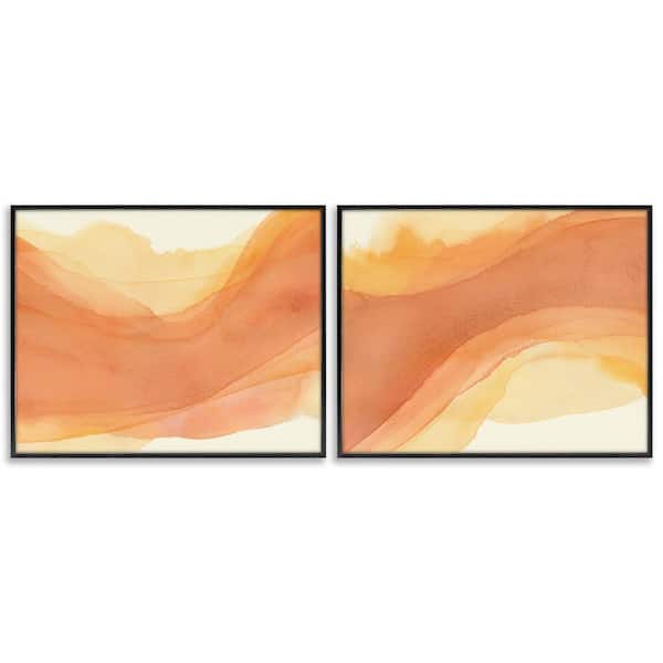 Stupell Industries Curving Orange Waves by Grace Popp 2 Pieces Black Framed Abstract Giclee Art Print 16 in. x 20 in.
