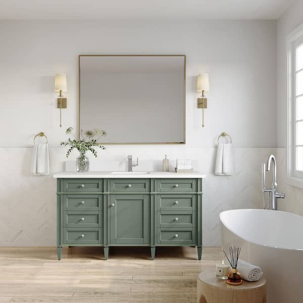 James Martin Vanities Brittany 58.9 in. W x 23.0 in. D x 32.6 in. H Single Bath Vanity Cabinet without Top in Smokey Celadon