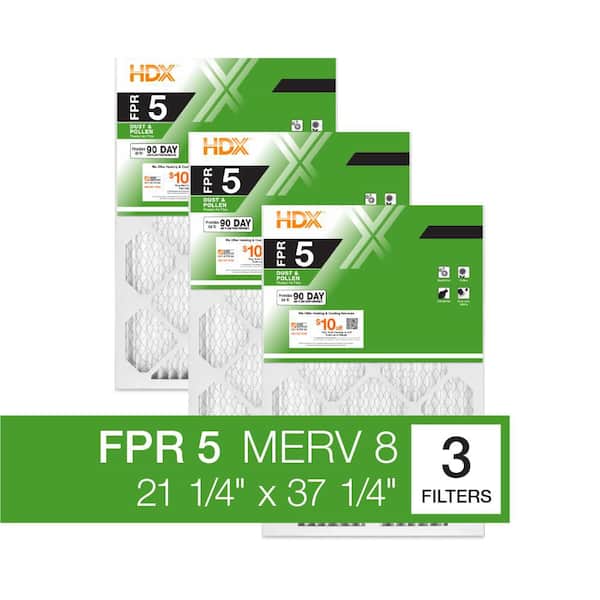 HDX 21.25 in. x 37.25 in. x 1 in. Standard Pleated Air Filter FPR-5, MERV-8 (3-Pack)