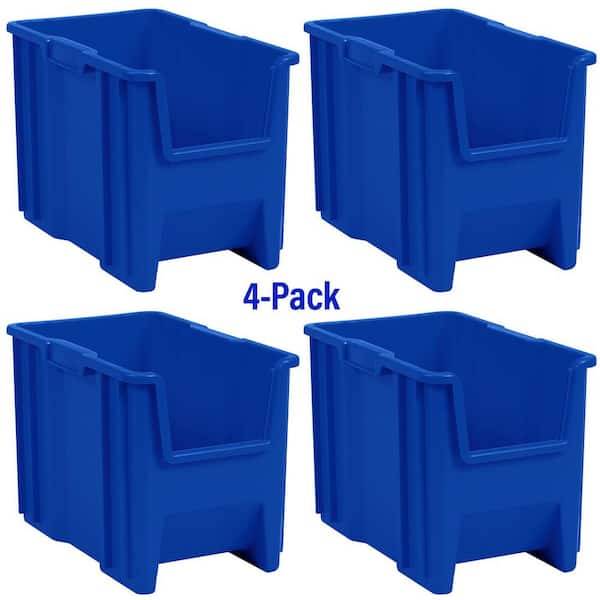 13014 Stak-N-Store Stackable Open Front Plastic Storage Bin, 17 1/2 in. D x 11 in. W x 12 1/2 in. H, Blue, 4-pack