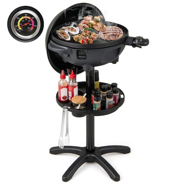 1200W Electric Grill in Black with Non-Stick Grilling Plate and Stand