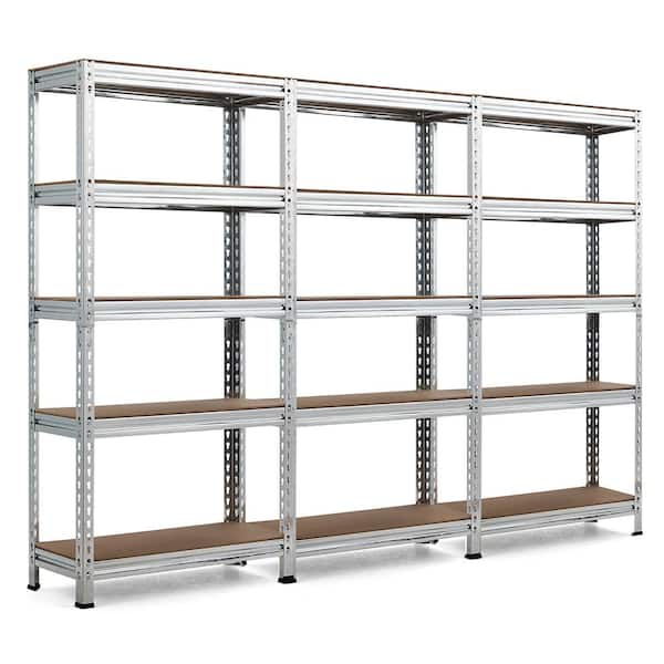 3PCS Black 5-Tier Metal Garage Storage Shelving Rack Adjustable(30 in. W x 60 in. H x 12 in. D)
