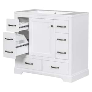 36.00 in. W x 18.00 in. D x 34.20 in. H One Sinks Bath Vanity in White with White Ceramic Top