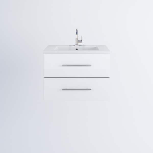 VOLPA USA AMERICAN CRAFTED VANITIES Napa 30 in. W x 20 in. D Single Sink Bathroom Vanity Wall Mounted In Glossy White with Acrylic Integrated Countertop