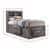 Transitional Twin Gray Upholstered Bookcase Bed with Storage