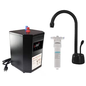 9 in. 1-Handle Hot Water Dispenser Faucet with HotMaster Digital Tank and In-line Water Filter, Matte Black
