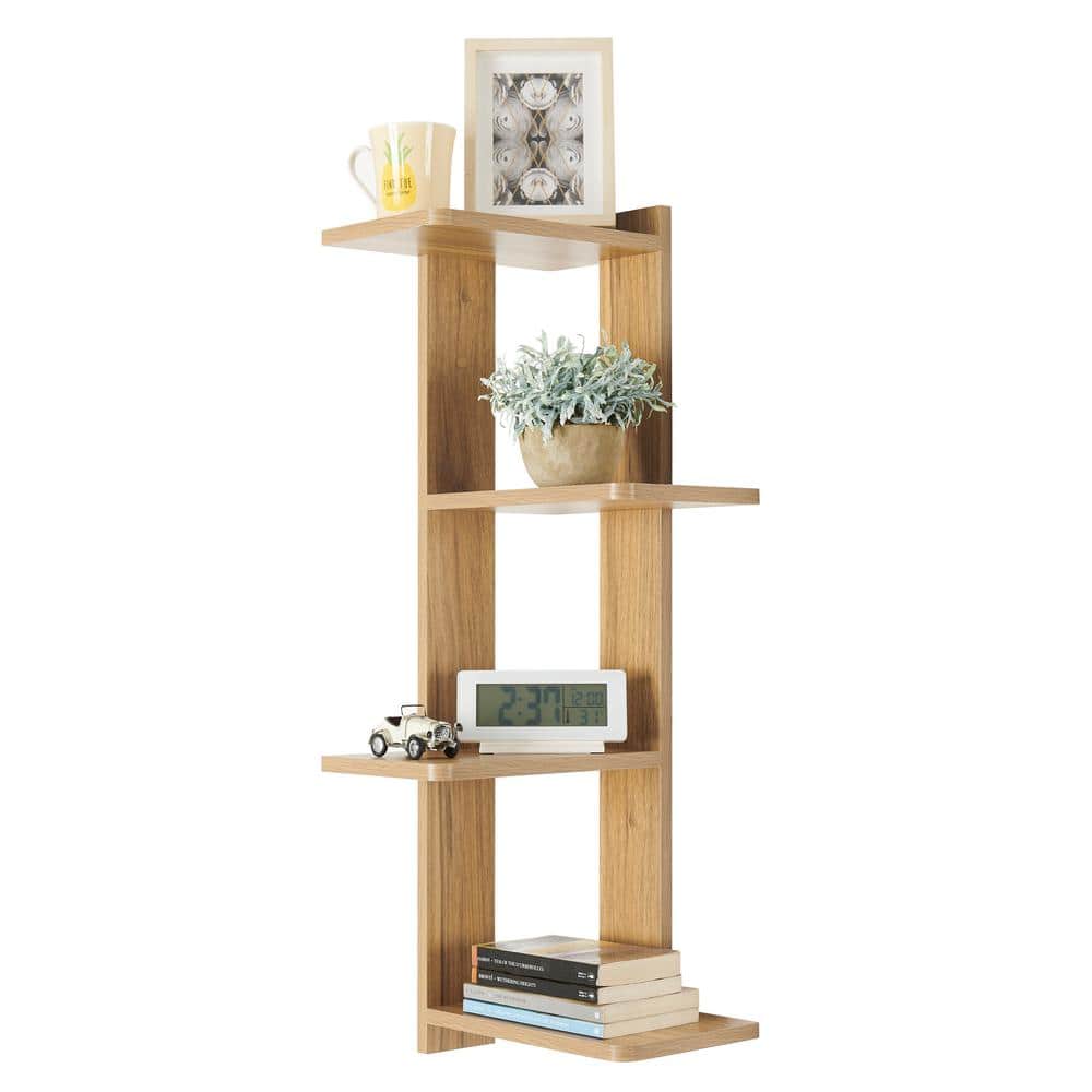 Chestnut 4-Tier Corner Floating Wood Wall Shelf