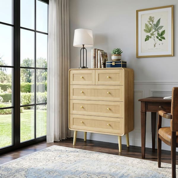 yellow and grey dresser Sikaic LED Dresser with 6 Storage Drawers Rustic Oak