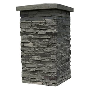 Slatestone Pewter 30 in. x 16 in. Faux Polyurethane Stone Column Wrap (4-Piece)