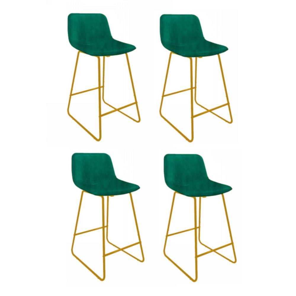 LUE BONA Alexander 30 in. Emerald Bar Stools Low Back Metal Frame