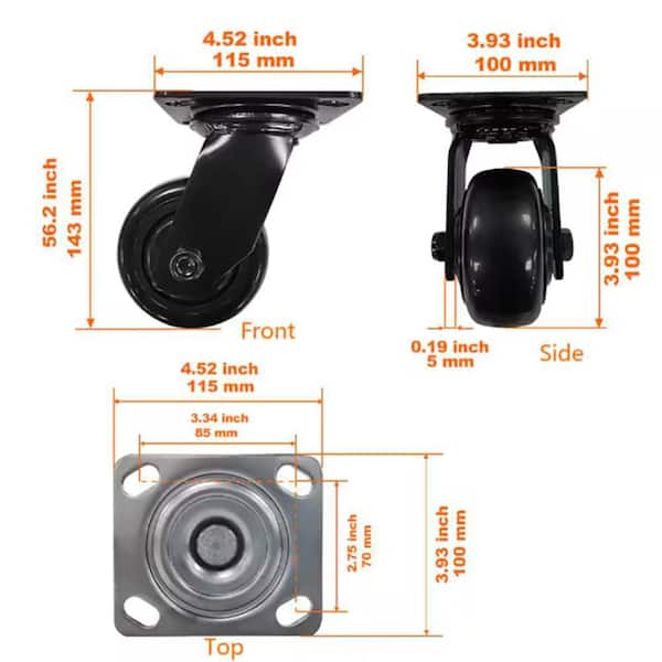 4 in. Caster Kit for Heavy Duty Welded Steel Garage Base Cabinets