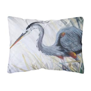 12 in. x 16 in. Multi Color Lumbar Outdoor Throw Pillow Blue Heron Frog Hunting
