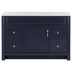 Candlesby 48 in. W x 19 in. D x 33 in. H Single Sink Bath Vanity in Blue with White Cultured Marble Top