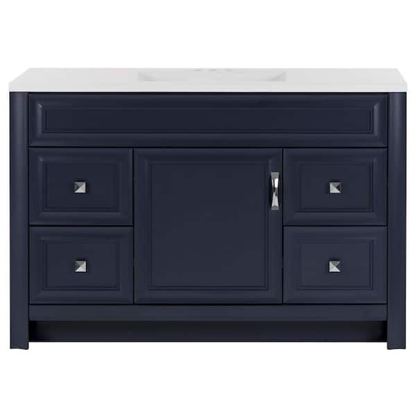 Candlesby 49 in. Single Sink Blue Bath Vanity with White Cultured Marble Top (Assembled)