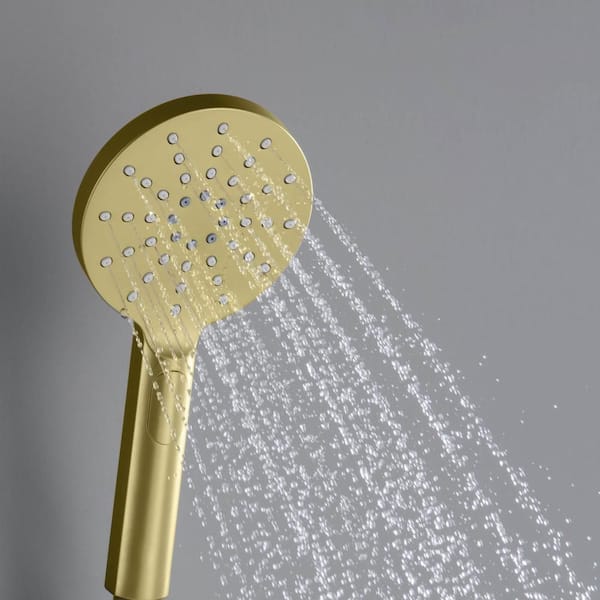Circular 3-Spray Wall Mount Handheld Shower Head 1.75 GPM in Brushed Gold