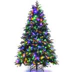 7 ft. Pre-Lit Artificial Christmas Tree Hinged Xmas Tree with 11 Flash Modes