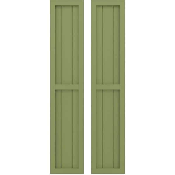 Ekena Millwork 10-1/2-in W x 40-in H Americraft 3 Board Exterior Real Wood Two Equal Panel Framed Board and Batten Shutters Moss Green