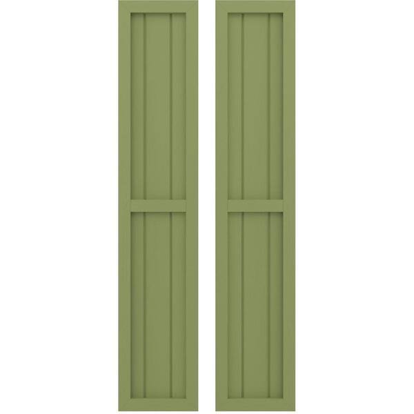 Ekena Millwork 10-1/2-in W x 63-in H Americraft 3 Board Exterior Real Wood Two Equal Panel Framed Board and Batten Shutters Moss Green