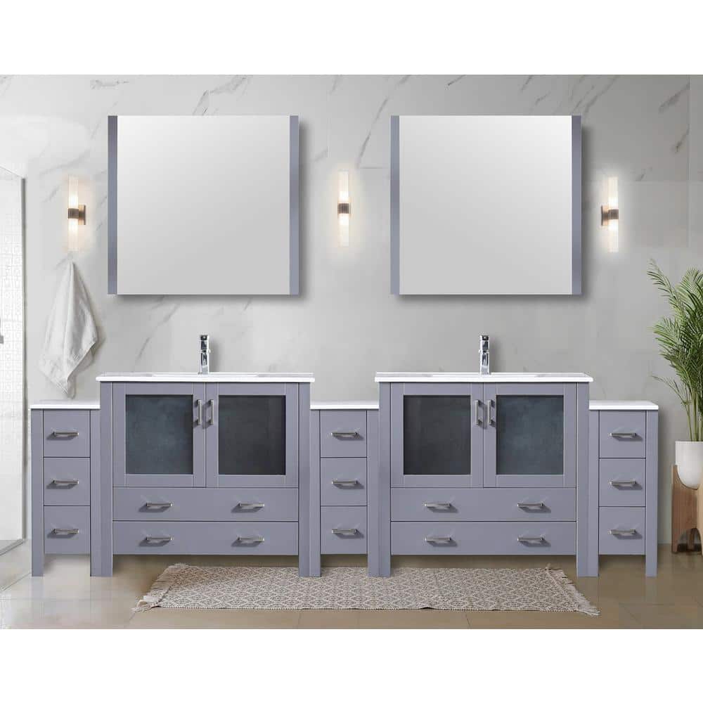 Volez 108 in W x 18.25 in D Dark Grey Double Bath Vanity with Side Cabinets, and White Ceramic Top price history on PriceWatchPro