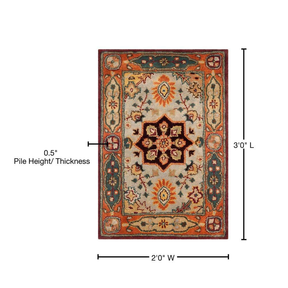 Hand-Tufted Red and Rust Wool Persian Accent Rug 2' x 3'