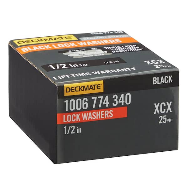 1/2 in. Black Deck Bolt Exterior Split Lock Washer (25-Pack)