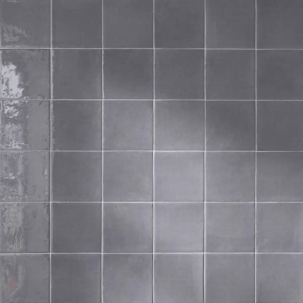 MOLOVO New Country Asfalt Charcoal Gray 5.9 in. x 5.9 in. Polished Ceramic Tile Sample