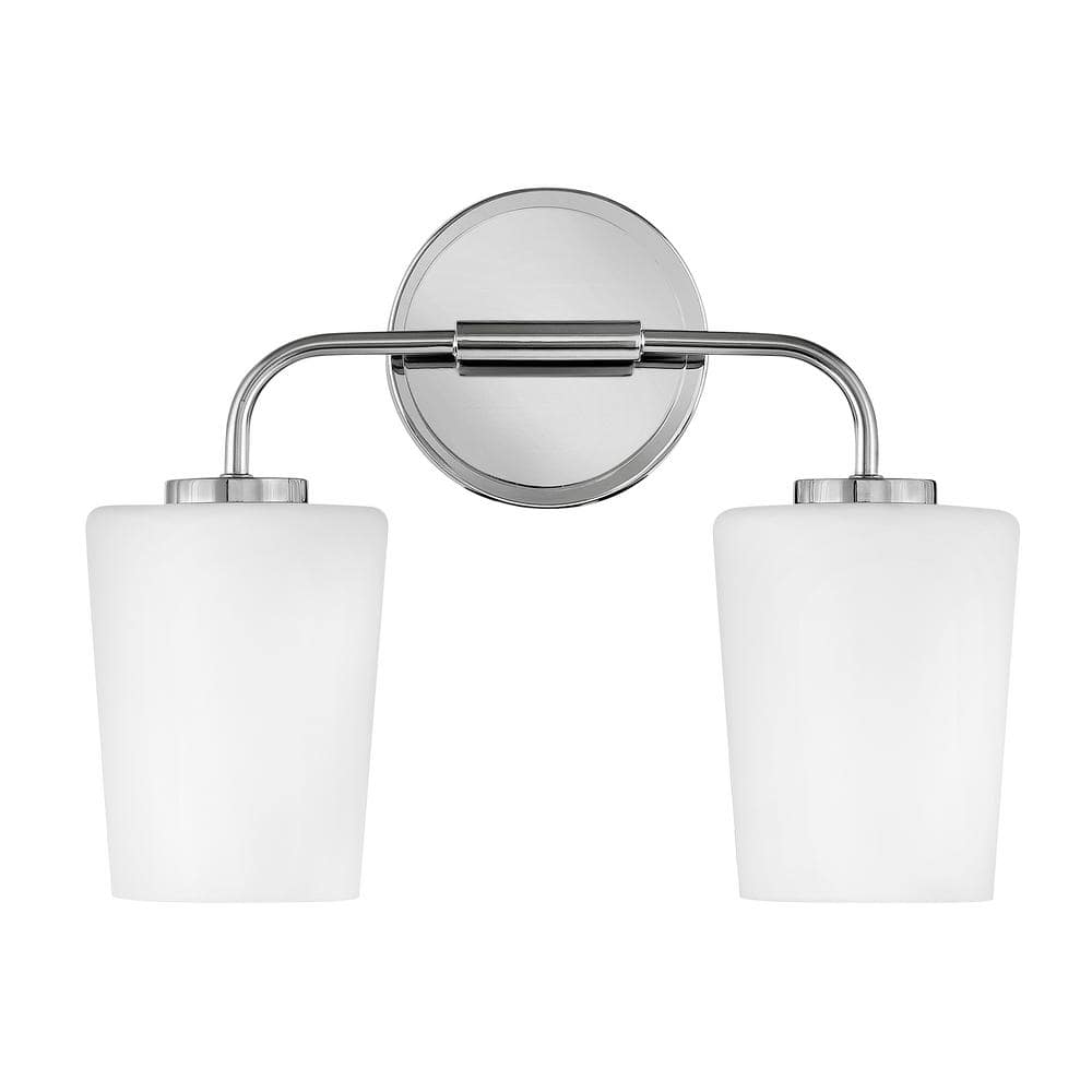Chrome 2-Light Vanity with Etched Opal Glass Shades